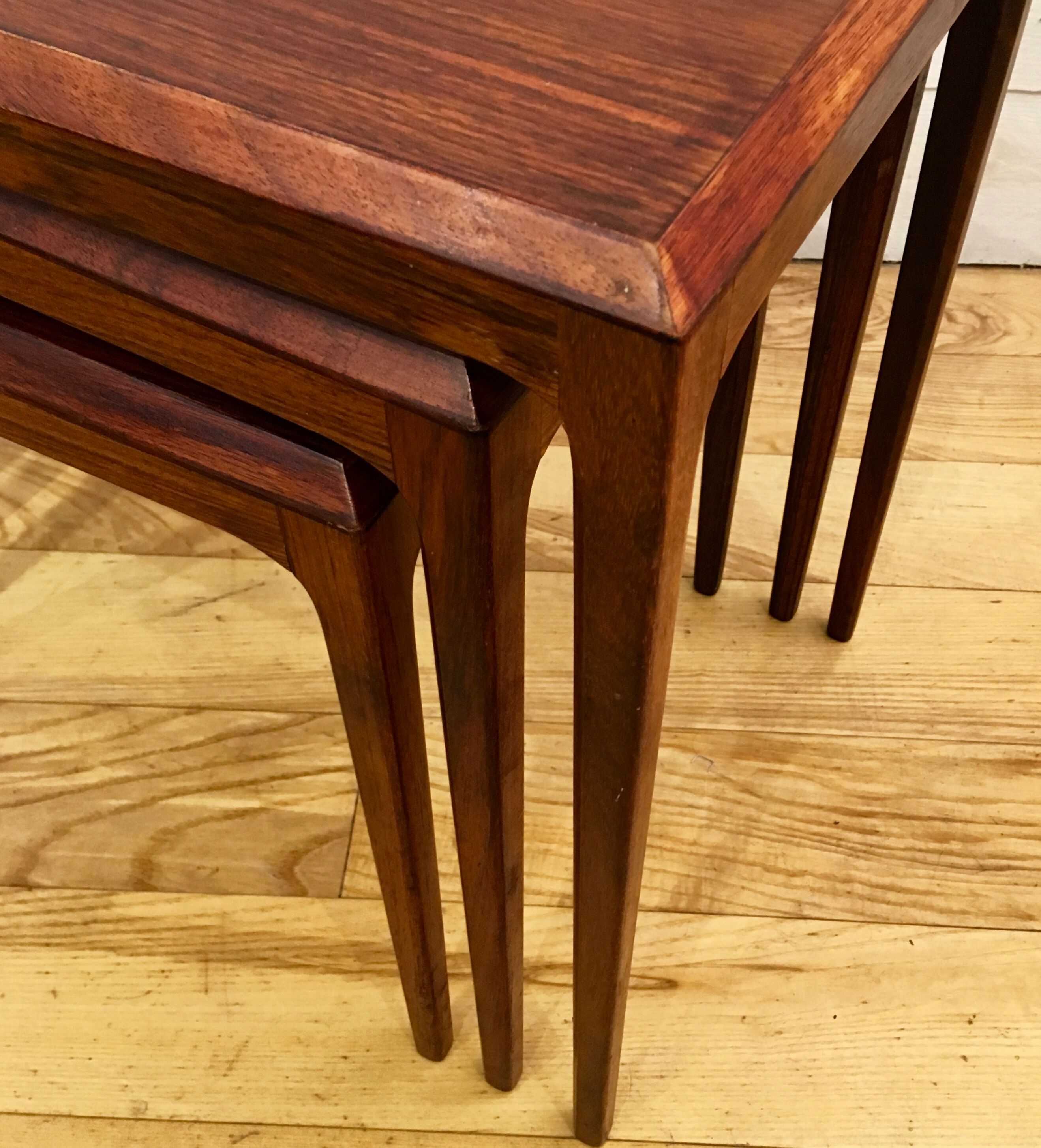 Rosewood nesting tables by Johannes Andersen, for Silkeborg Denmark 1960
