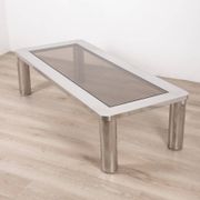Vintage 60's table in chromed metal and glass, italian design
