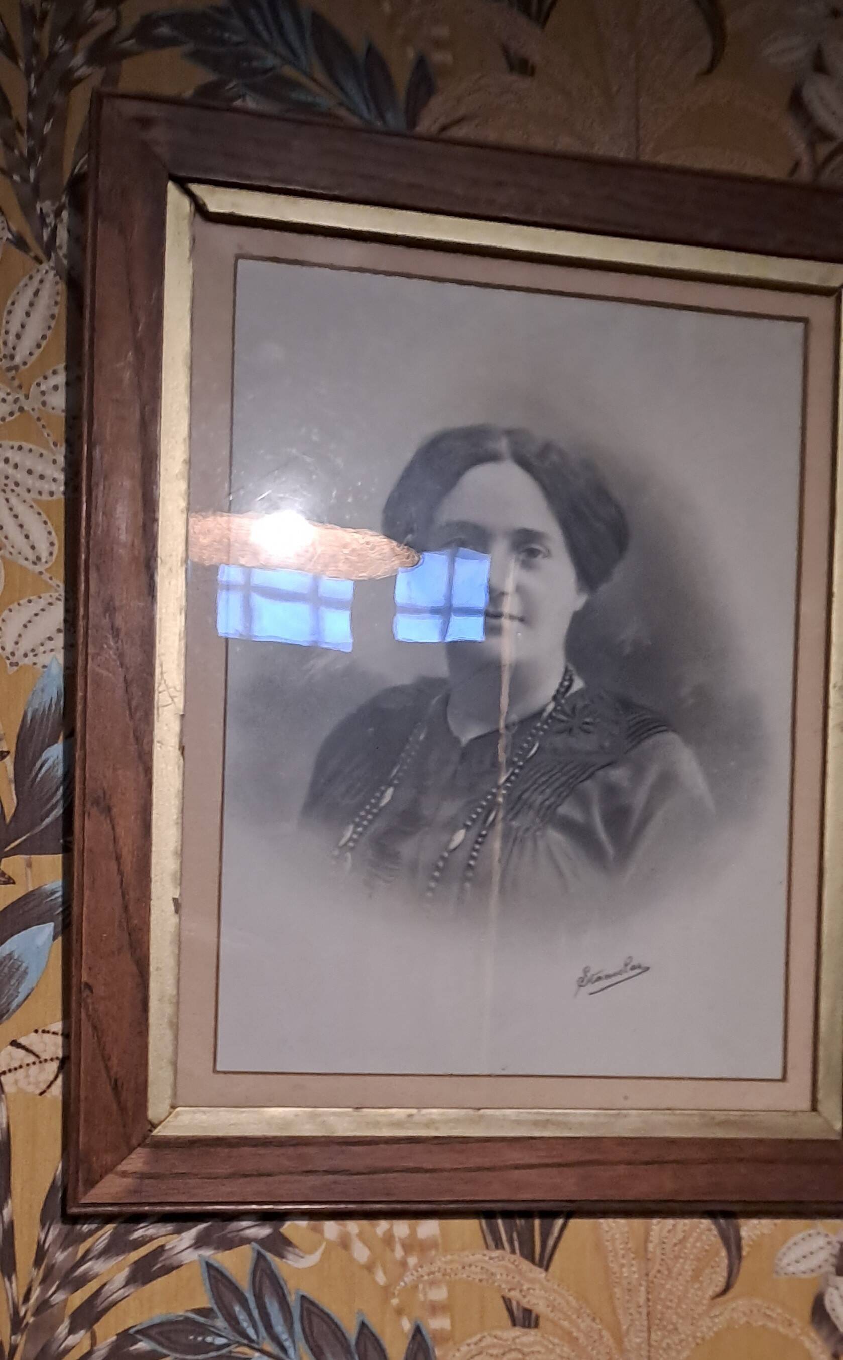 Lot of 2 victorian couple photo frames portrait ancestor painting woman and man xix france