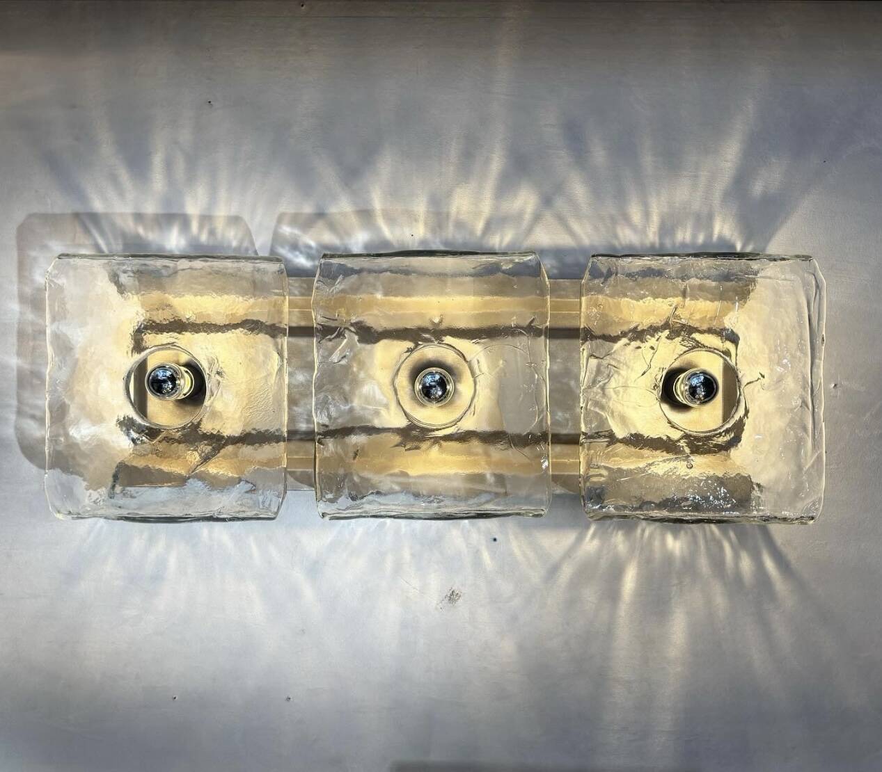 large ceiling lights or Murano glass wall sconces probably by Mazzega