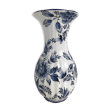 Vase with vintage blue and white flower pattern signed