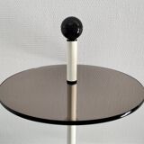Bout de canapé porte-revues métal et verre années 80