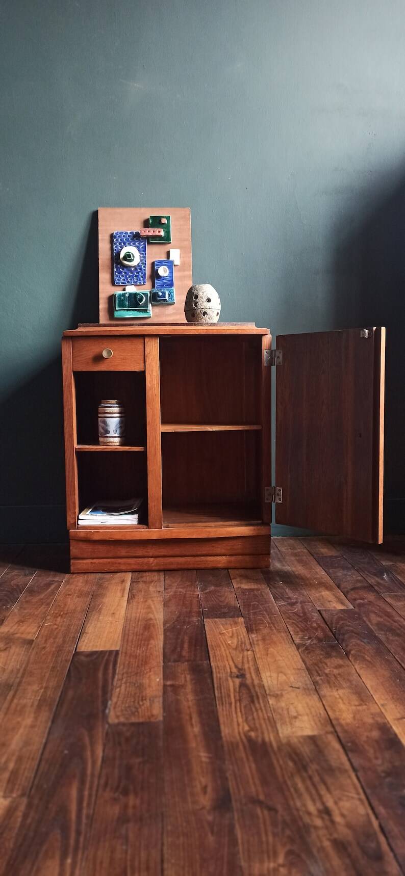 Vintage solid wood bedside table/wooden storage unit