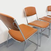 4 vintage sleigh chairs from the 70s, in designer chrome metal