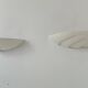 Pair of vintage matte white plaster wall lights, France 1970