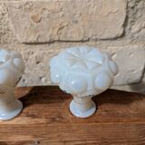 Set of 2 antique opaline crystal carafe perfume bottles