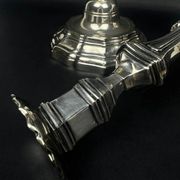 Pair of silver-plated bronze candlesticks, Auguste Monnier Veuve, 1911