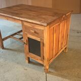 Old Burmese teak desk with 1 cabinet, 1 glass door + 1 drawer.