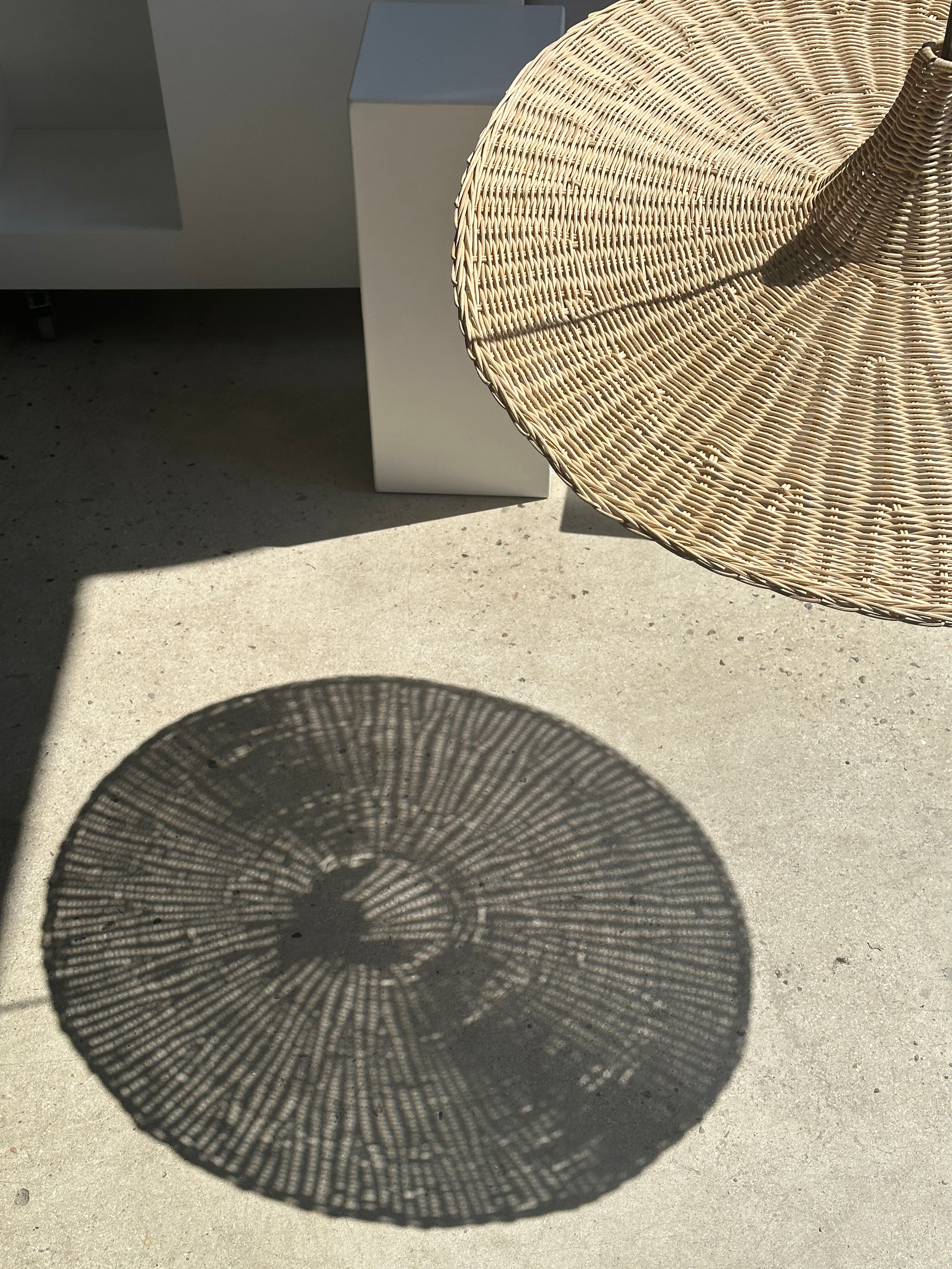 Large suspension, rattan luminaire in hat shape D:80cm