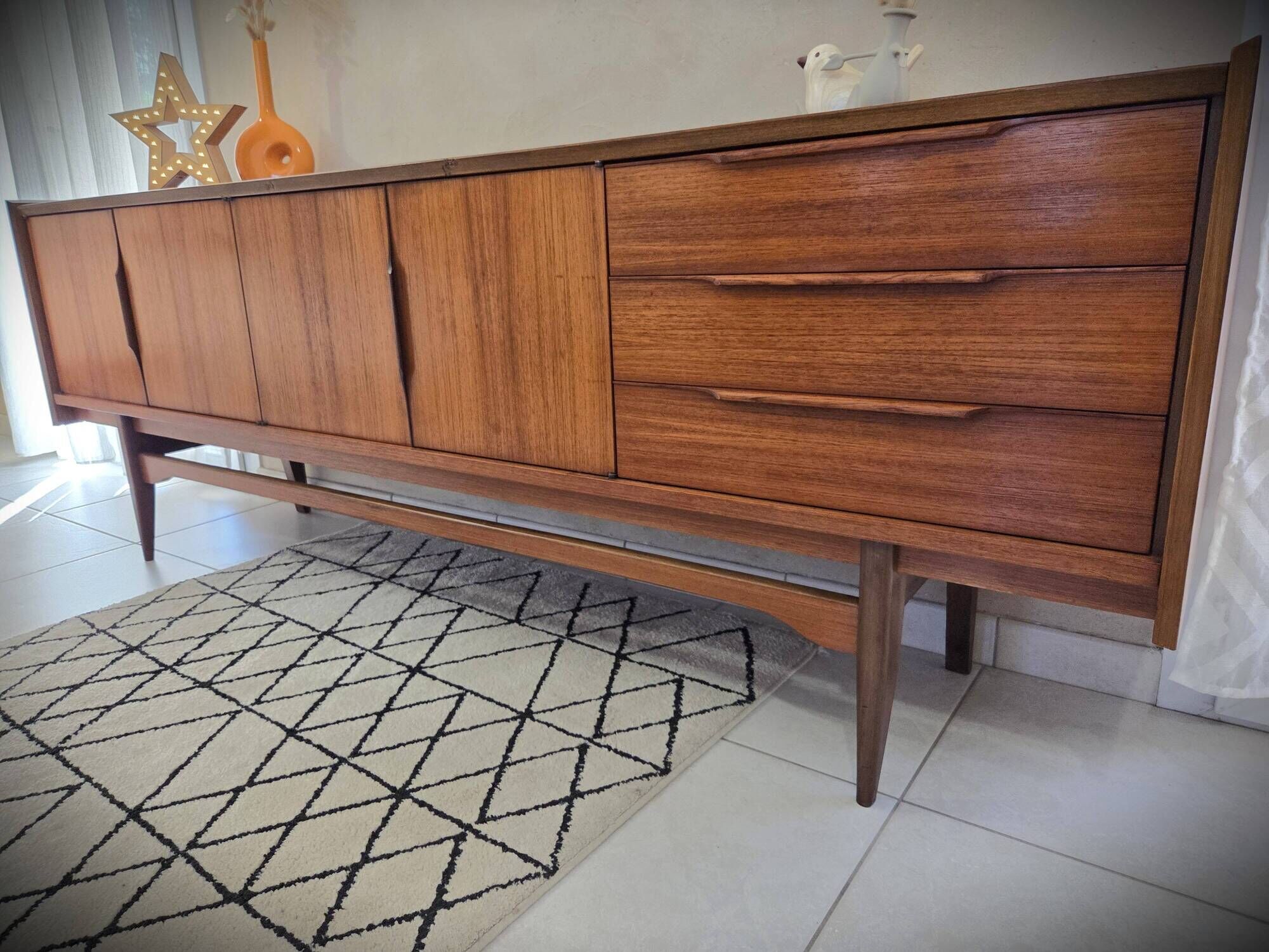 Low teak sideboard Scandinavian design