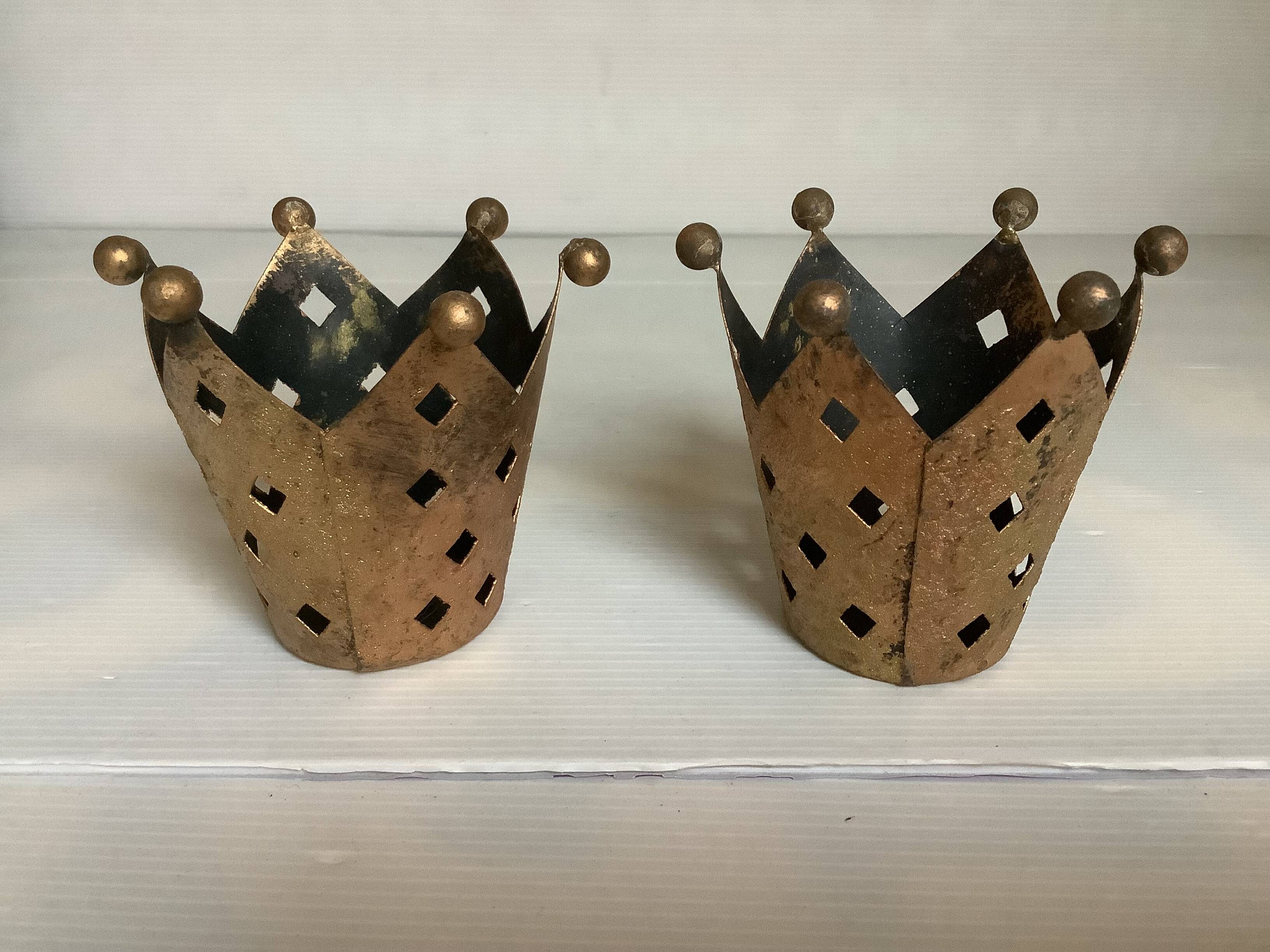 Pair of crown candlesticks