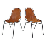 Dalvera  "Les Arc" Set of 2 Original Leather side chairs, 1960