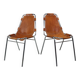 2 chaises d'appoint en cuir originales, 1960