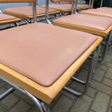 Set of 10 vintage chairs Marcel Breuer cesca b32 wood and skaï 1960