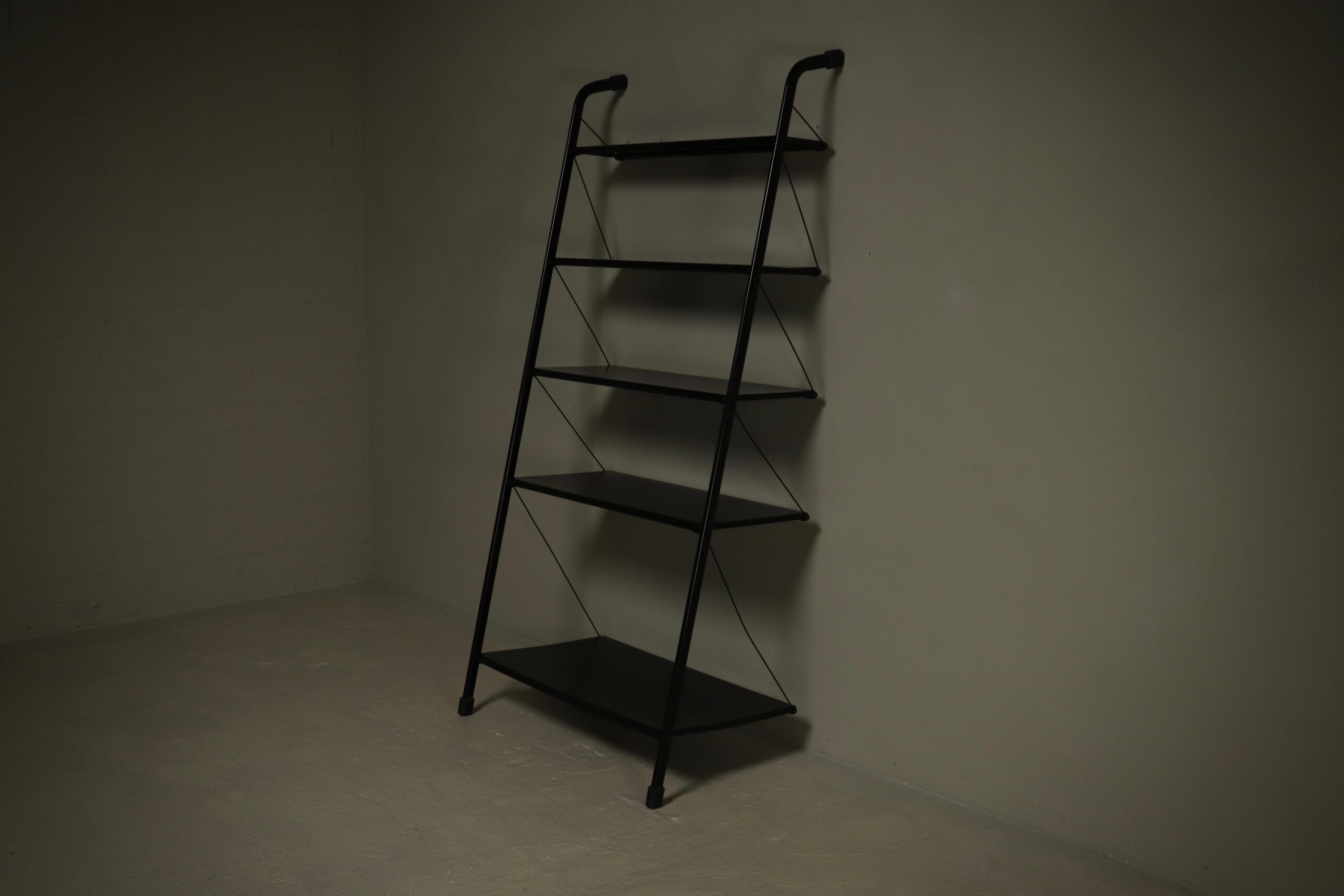 Postmodern freestanding perforated steel shelving unit 1980s