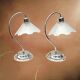 Paire de lampes vintage en métal chromé et verre dépoli texturé - Massive