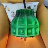 Scandinavian Modern green glass hanging lamp Helena Tynell