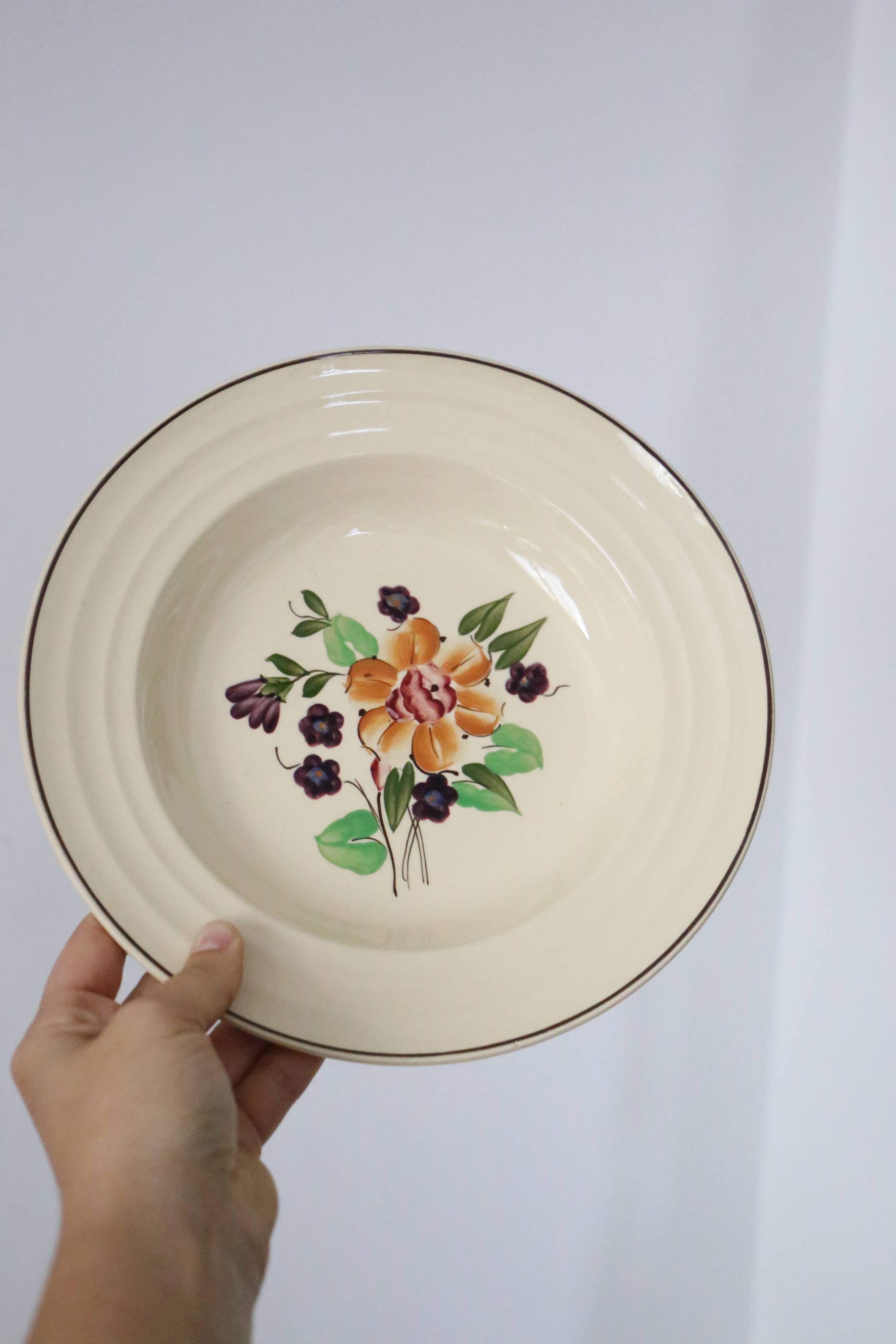 Set of 5 hollow plates Boch La Louvière, vintage