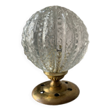 Ancienne lampe de table en laiton et globe bulle
