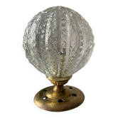 Ancienne lampe de table en laiton et globe bulle