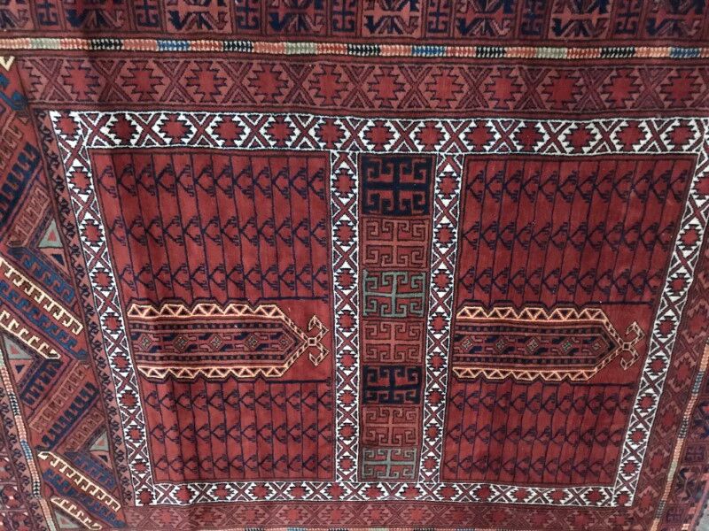 Carpet vintage Afghan pattern Hatchlou done hand 168 X 205 cm