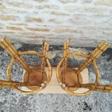 Bamboo tiki bar and two stools