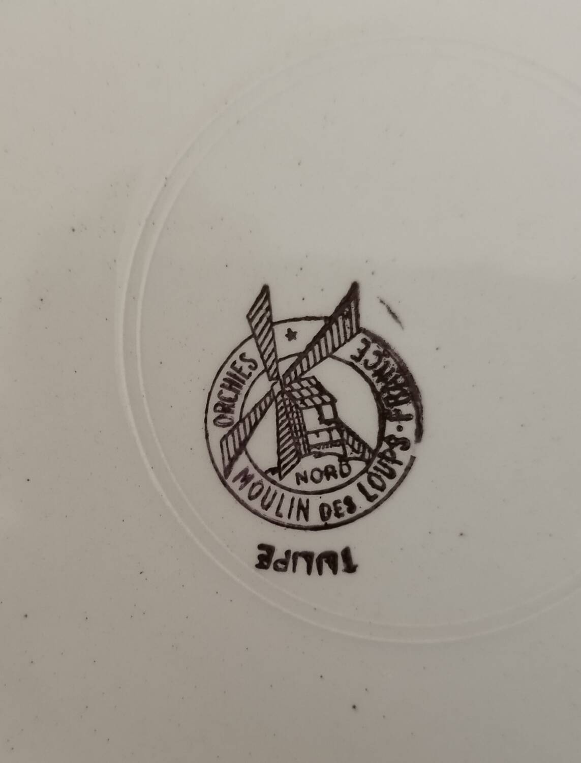 Old earthenware hollow plates Moulin des loups Orchies vintage tulip model