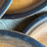 Série de 6 assiettes plates en grès vintage modèle Meylan