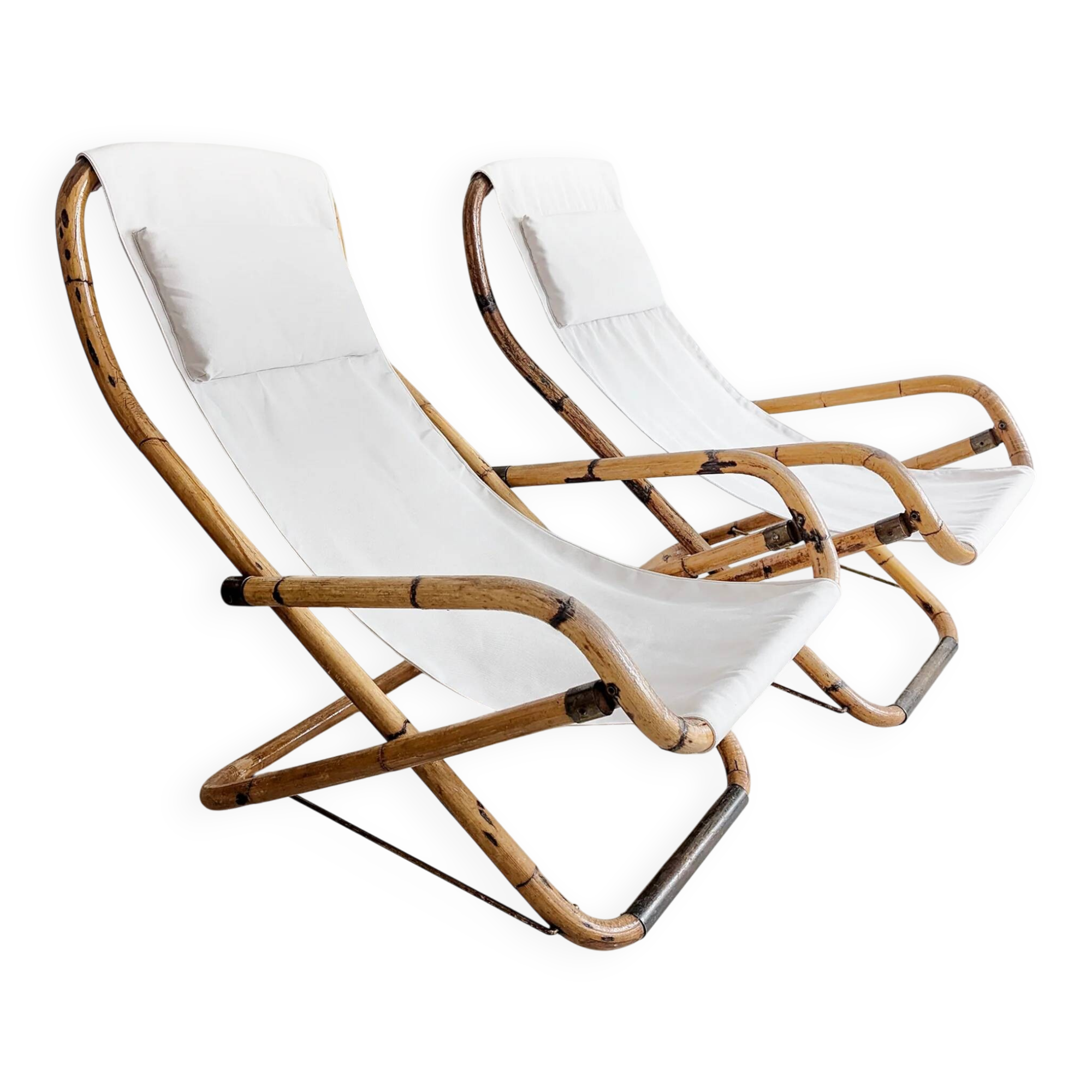 Set of 2 Italian deck chairs 1960s
