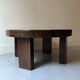 round coffee table in solid elm wood, Maison Regain 1980
