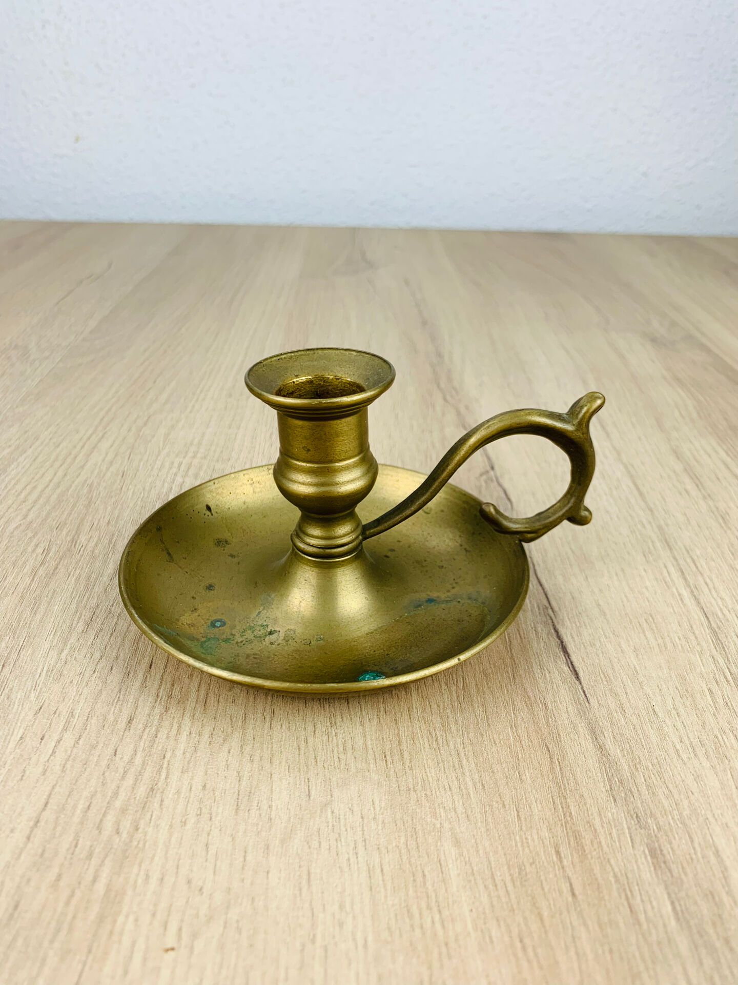 Vintage brass candlestick, cellar rat