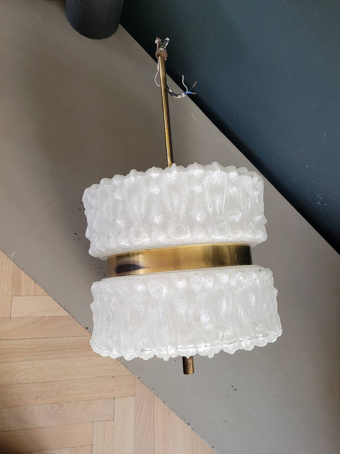 50s molded glass pendant light