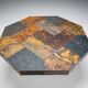 Large octagonal coffee table with multicoloured slate top