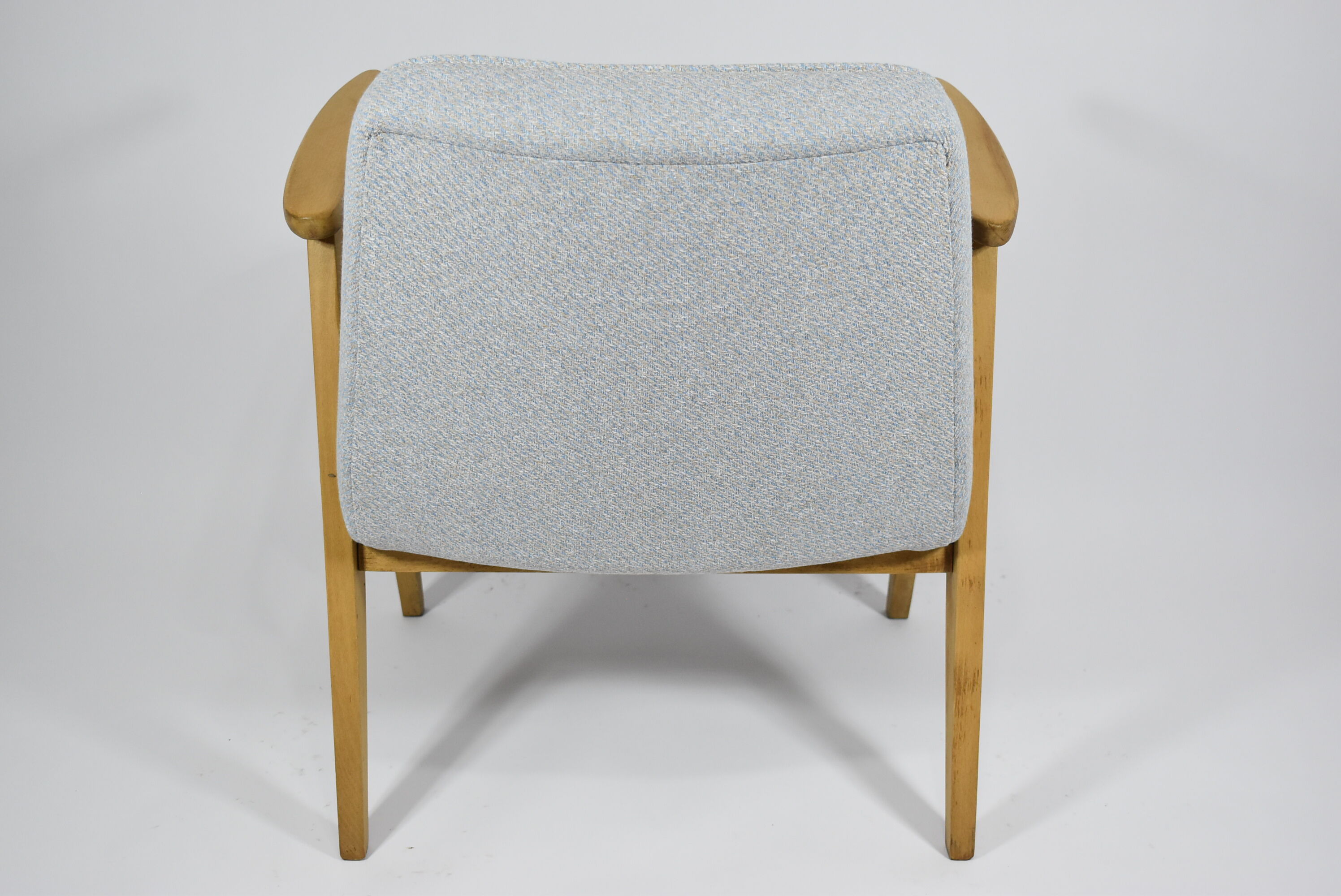 Original restored 366 armchair, 1960s icon, oak wood, blue