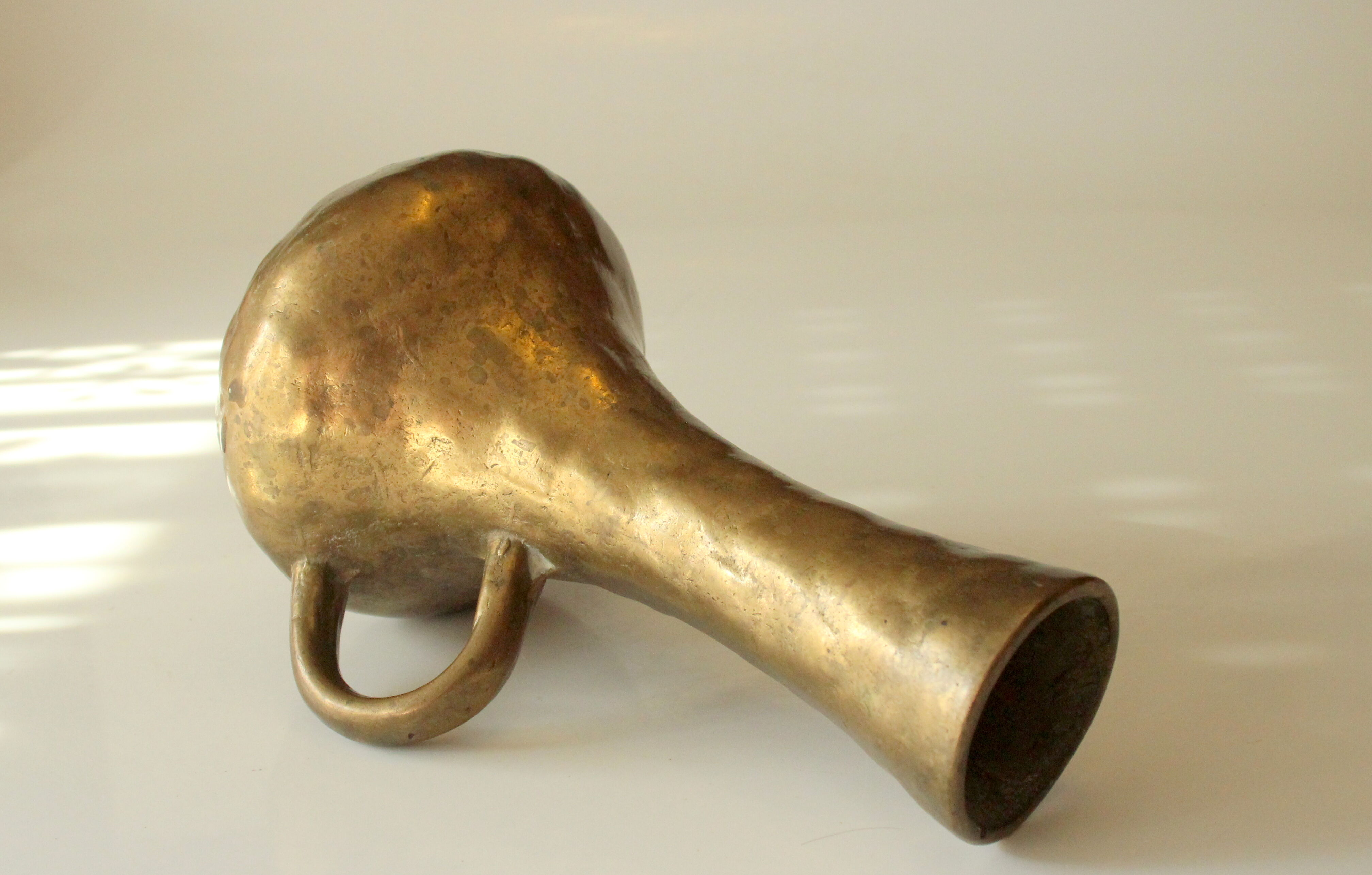 Solid  heavy brass vase in typical brutalism style