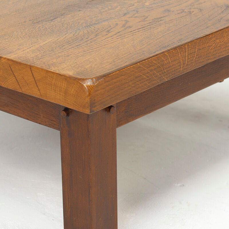 Vintage Rustic Brutalist Mid-Century Coffee Table from Oak