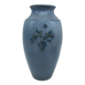 Vase en céramique bleue vintage a décor d’oiseau Marque en creux a identifier