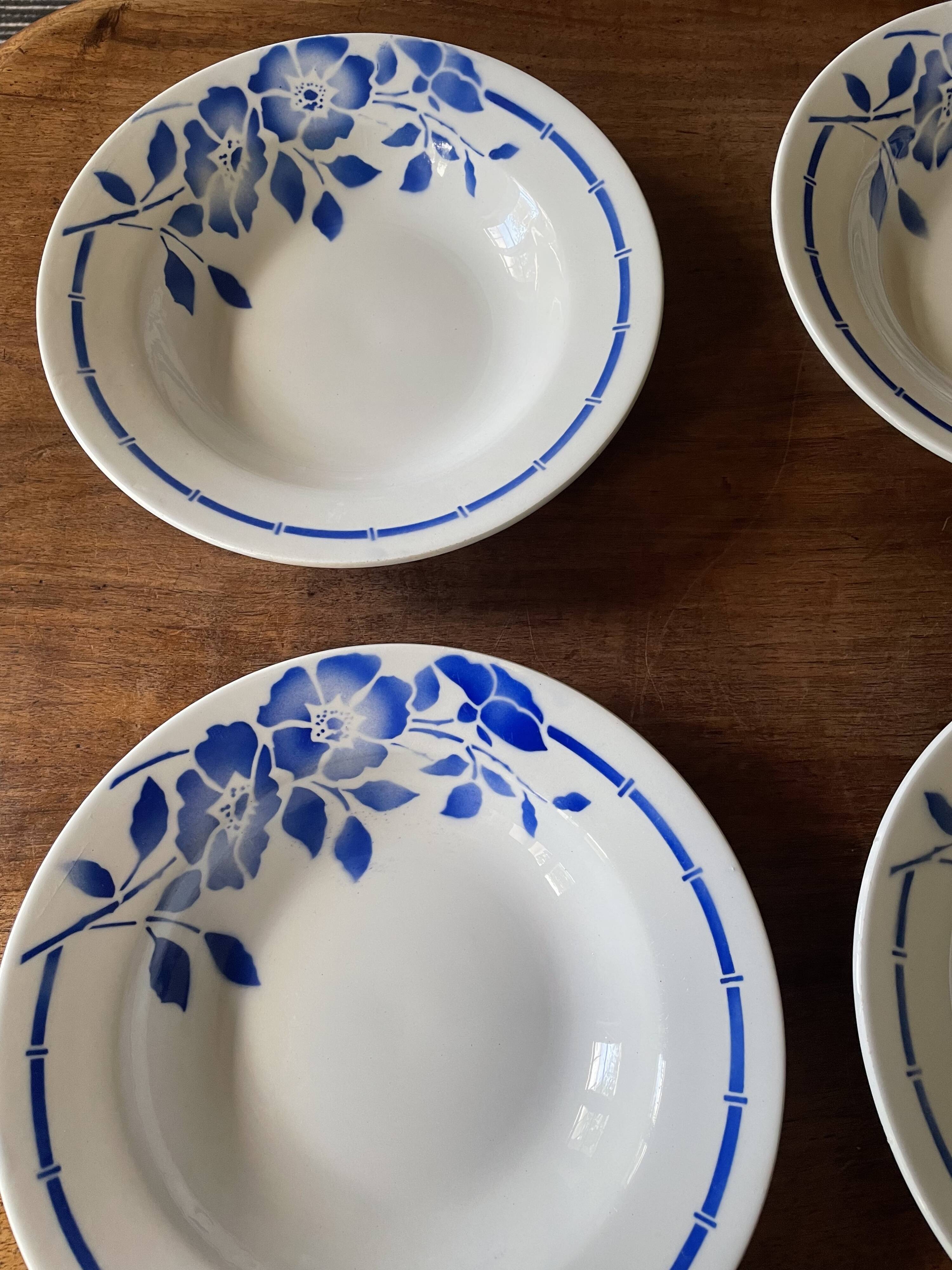 Hollow plates ceranord saint amand blue flower