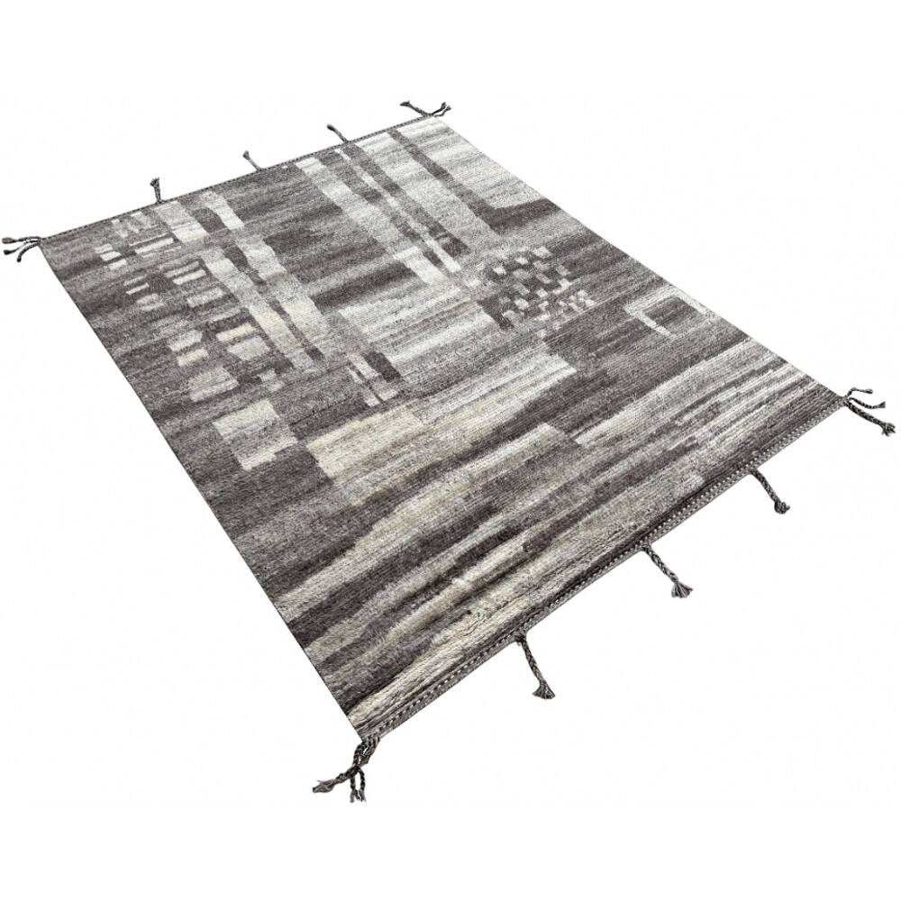 Handknotted Moroccan Azilal Style Rug. 100% Wool. Modern Beni Ourain Carpet