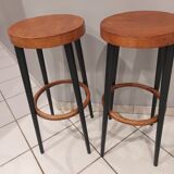 Suite de 4 tabourets de bar bistrot baumann vintage années 1960