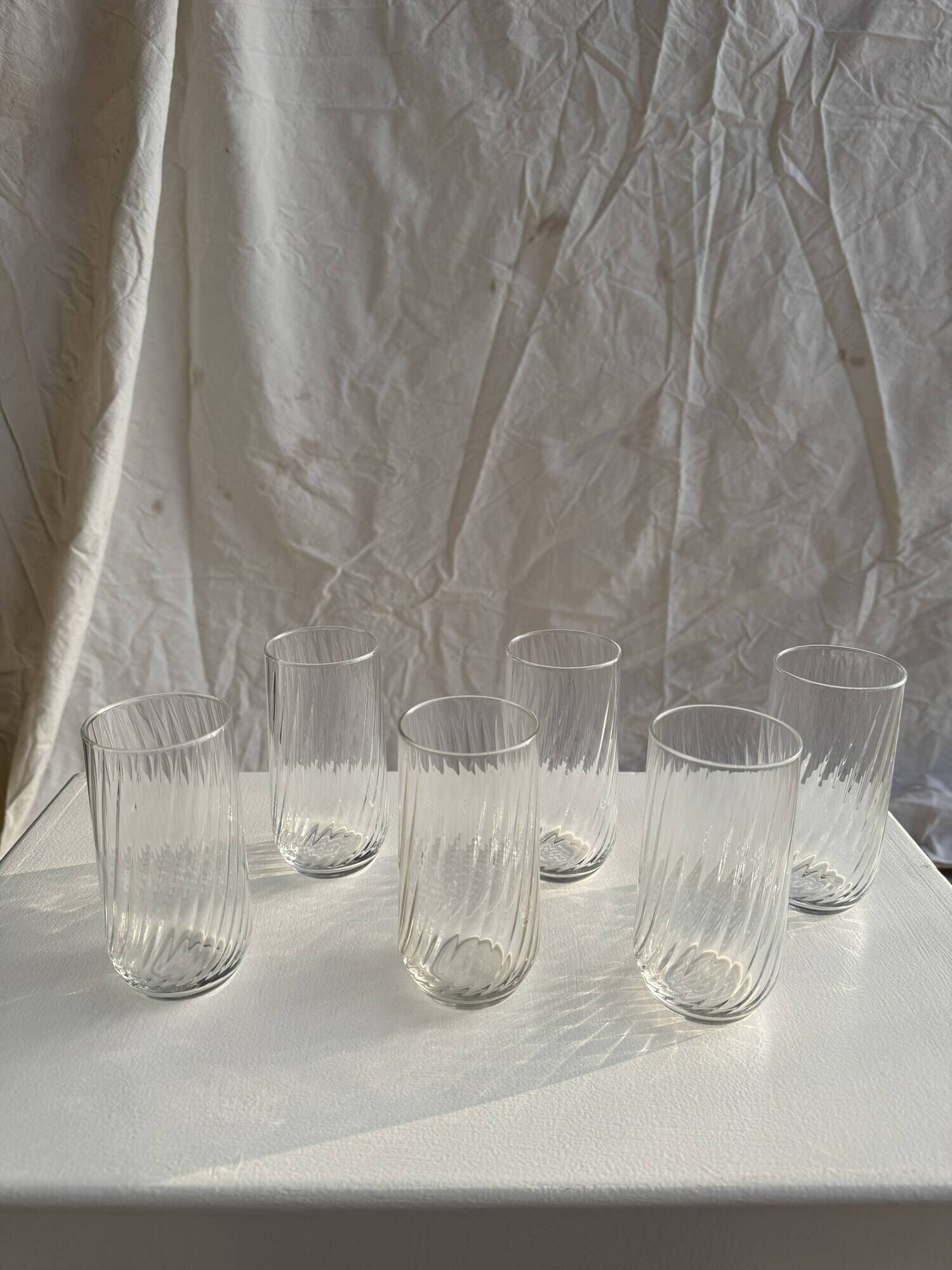 Set of 6 orangeade glasses in ribbed glass