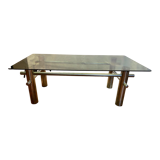 Metal and glass coffee table 70s