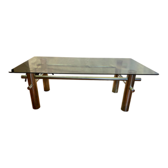 Metal and glass coffee table 70s