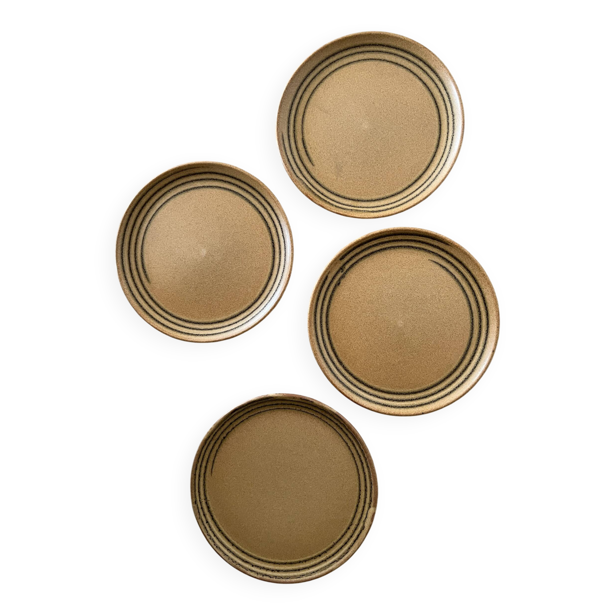 4 ceramic dessert plates, sarreguemines art workshop, france 1970