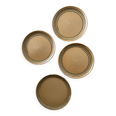 4 assiettes a dessert céramique atelier d'art sarreguemines, france 1970