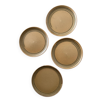 4 assiettes a dessert céramique atelier d'art sarreguemines, france 1970