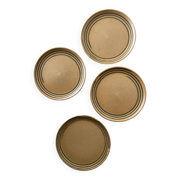 4 assiettes a dessert céramique atelier d'art sarreguemines, france 1970