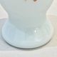 Opaline glass vase with white and blue opaline glass and orange flower pattern, vintage 60s