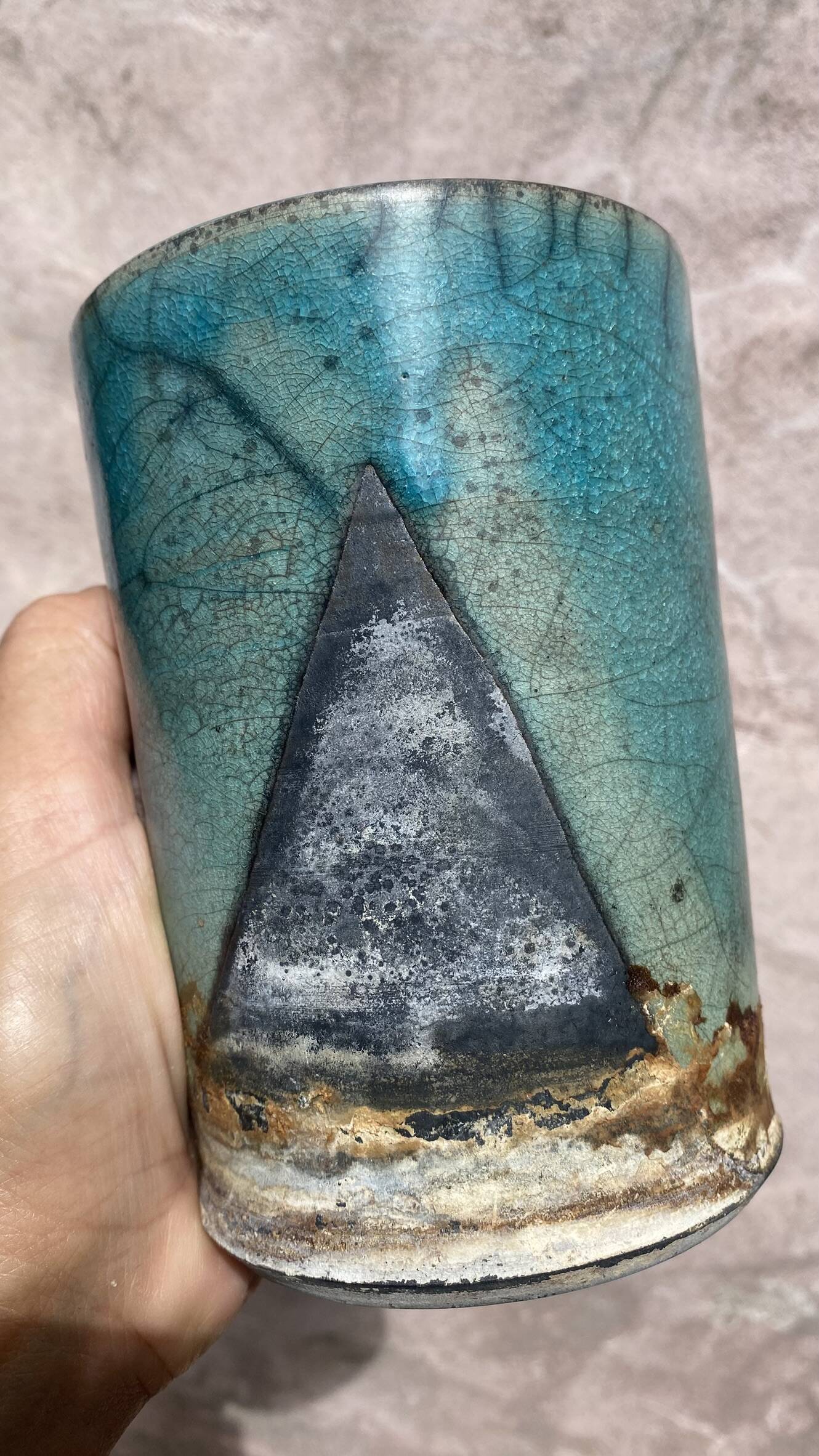 Handcrafted Raku ceramic vase