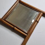 Vintage bamboo diamond mirror, beveled glass, 52 cm